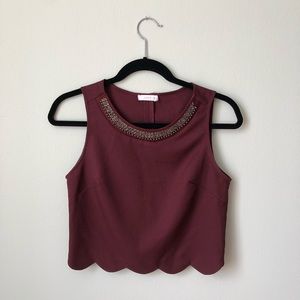 LUSH Scalloped Beaded Crop Top